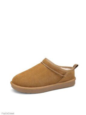 Genuine Suede Slip On Slippers Plush Lined Memory Foam